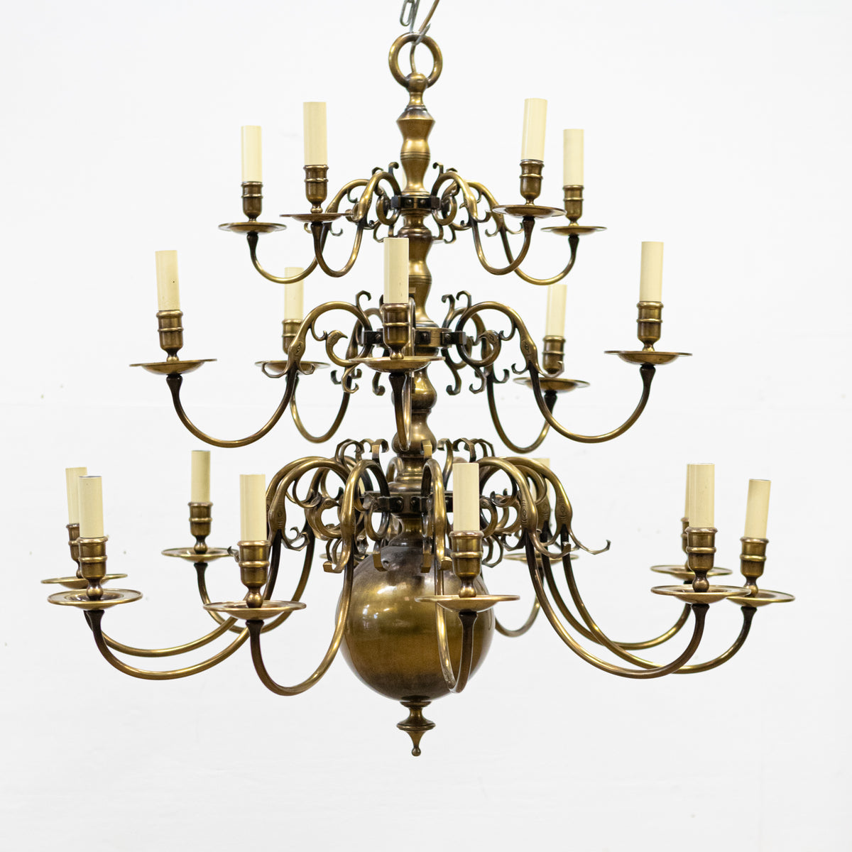 Large Flemish Style 3 Tier Brass Chandelier | Lambeth Palace | 2 Available | The Architectural Forum