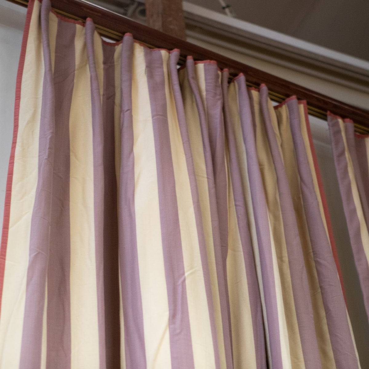 Reclaimed Long Brushed Silk Striped Curtains (295cm drop) | The Architectural Forum