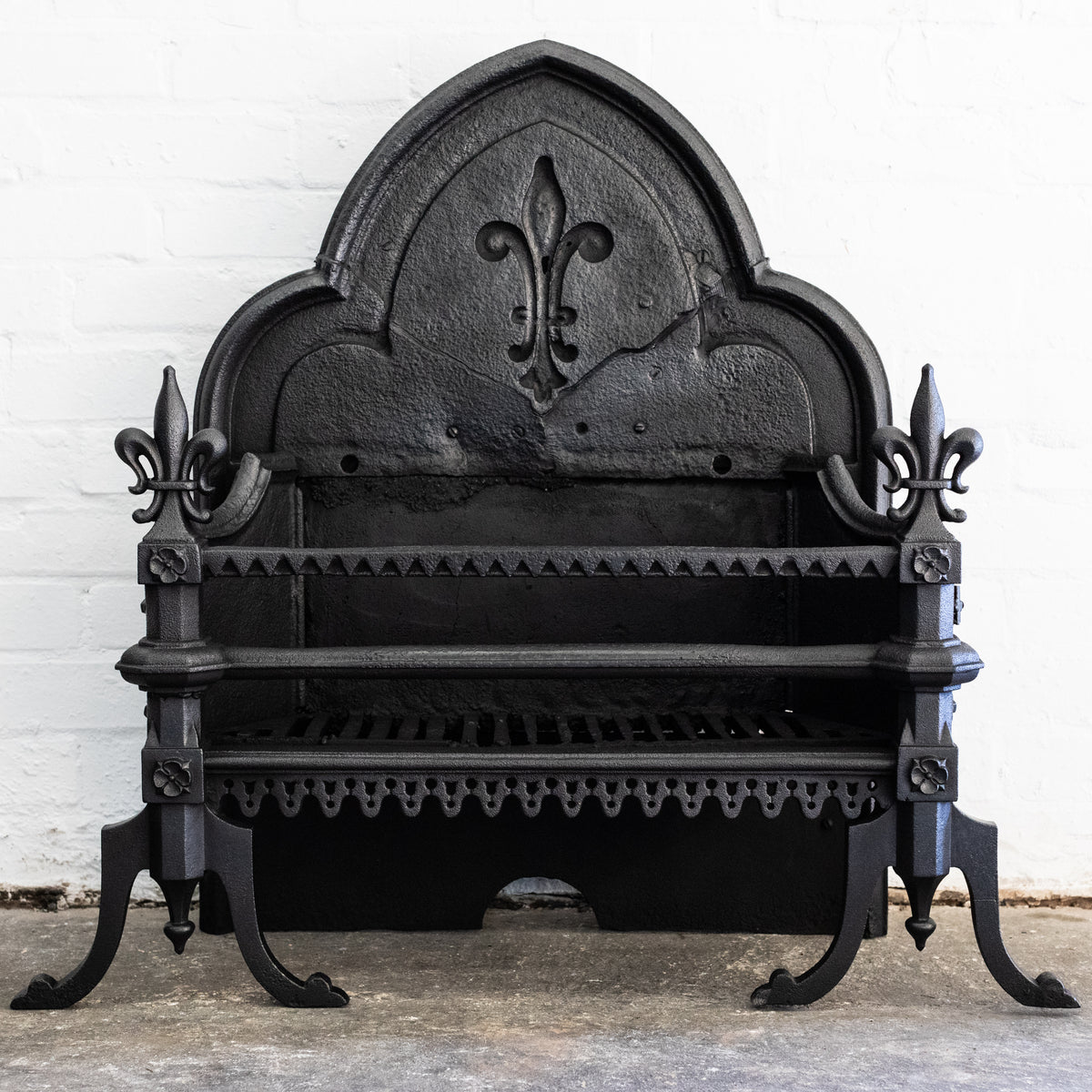 Antique Gothic Revival Cast Iron Fire Basket | The Architectural Forum