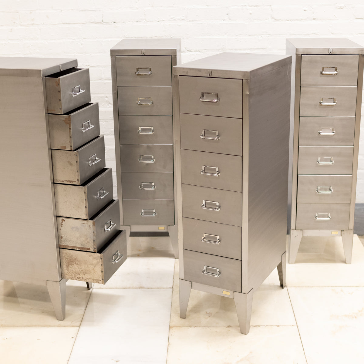 Mid Century Hand Polished Industrial Steel Filing Cabinet (2 available) | The Architectural Forum