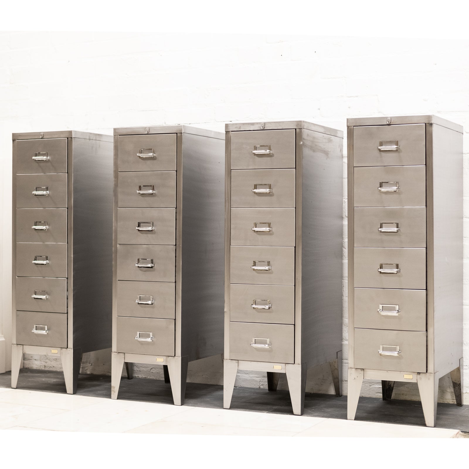 Mid Century Hand Polished Industrial Steel Filing Cabinet (2 available) | The Architectural Forum