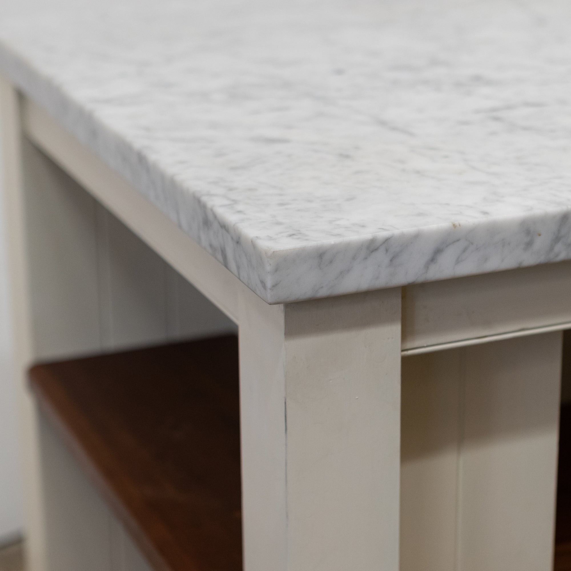 Kitchen Island with Carrara Marble Top | Teak Counter Unit | The Architectural Forum