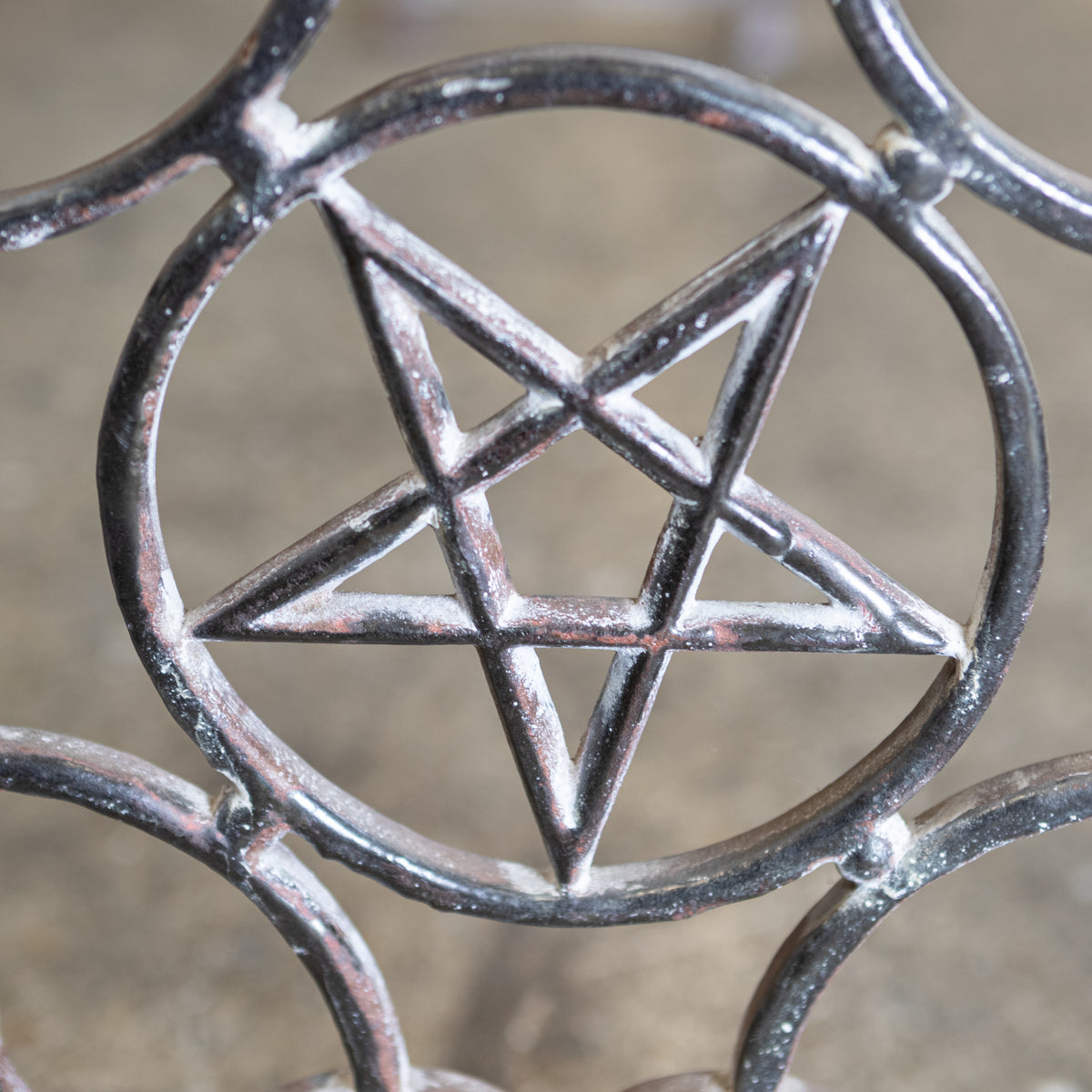 Reclaimed Cast Iron Long Bench with Pentagram | The Architectural Forum