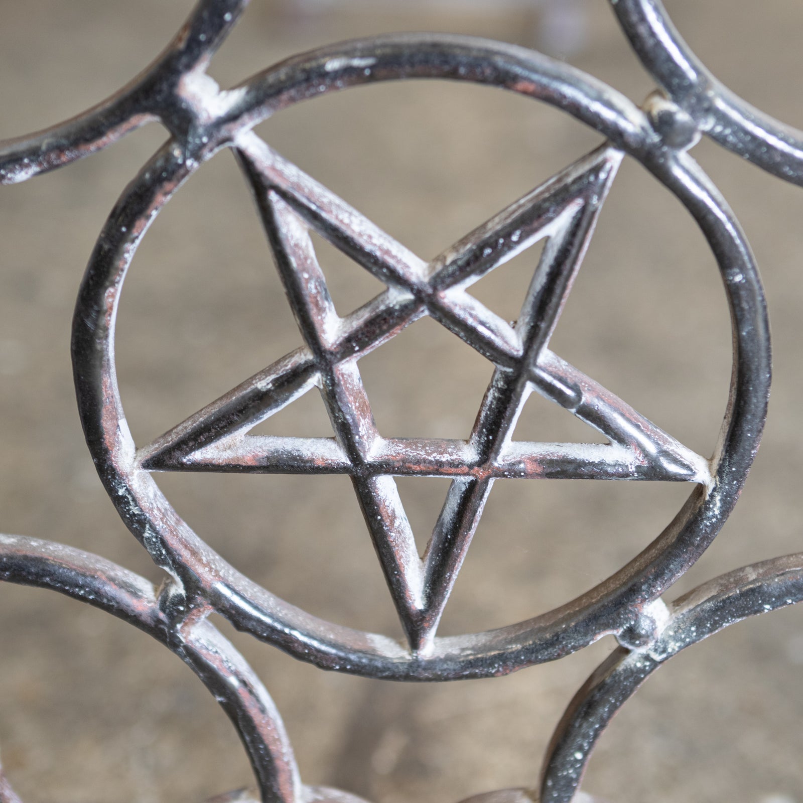 Reclaimed Cast Iron Long Bench with Pentagram | The Architectural Forum