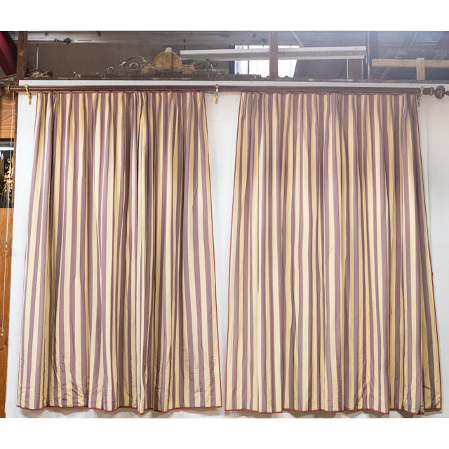 Reclaimed Long Brushed Silk Striped Curtains (290cm drop) | The Architectural Forum