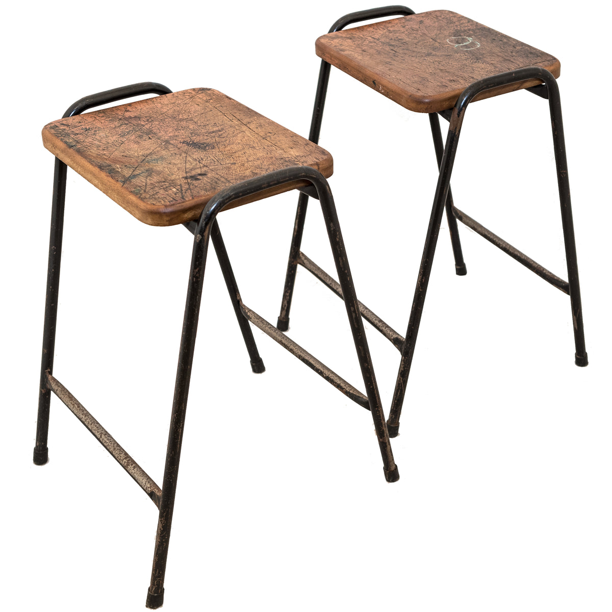 Vintage Teak Top Tubular Stacking Stools (&gt;100 available) | The Architectural Forum