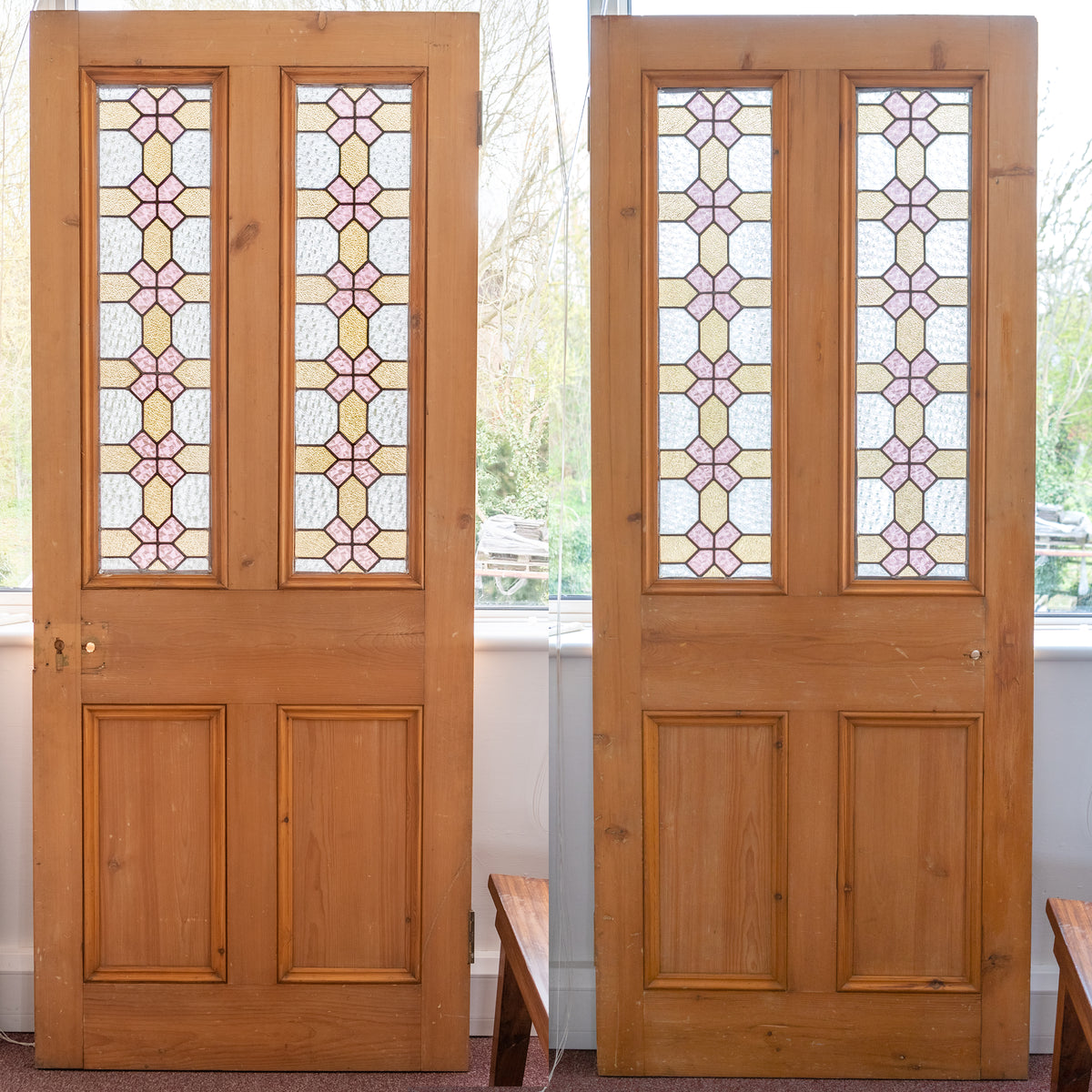 Antique Victorian Stained Glass Door - 203cm x 84cm | The Architectural Forum