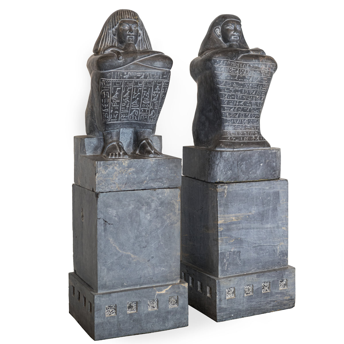 Pair of Monumental Egyptian Marble Block Statues with Plinths | The Architectural Forum