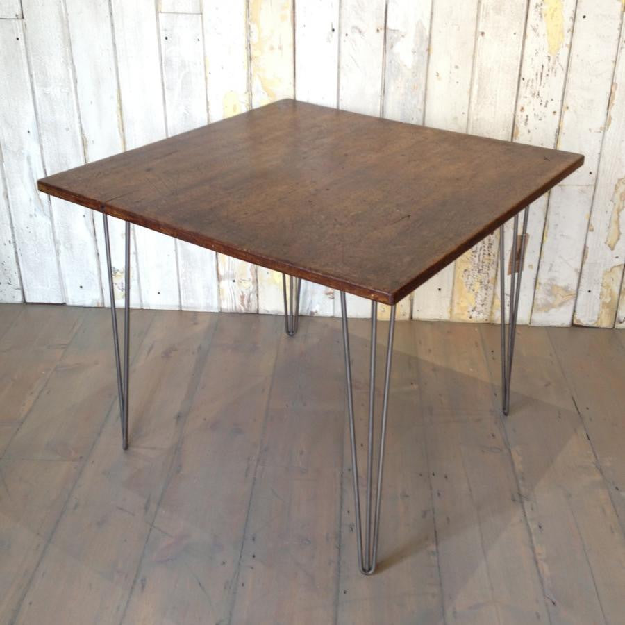Retro Teak Topped Table with Hairpin Legs | The Architectural Forum