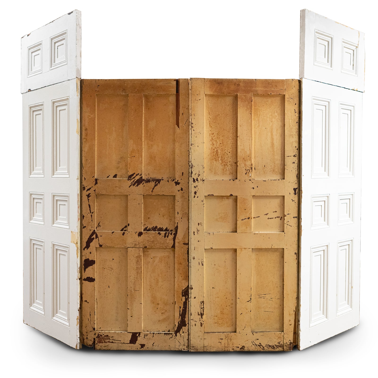 Antique Victorian Pine Bay Window Shutters with Panelling | The Architectural Forum