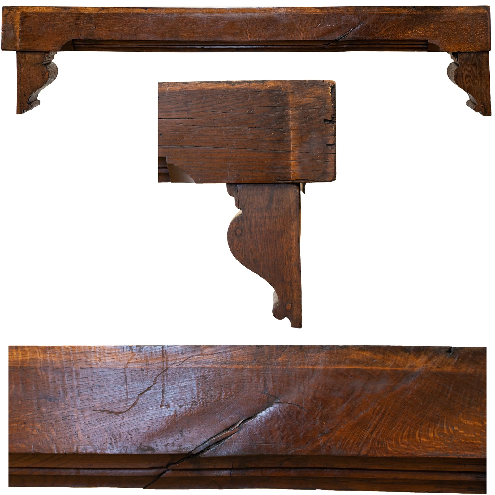 Antique Oak Decorative Beam Pediment with Corbels Inglenook Opening | The Architectural Forum