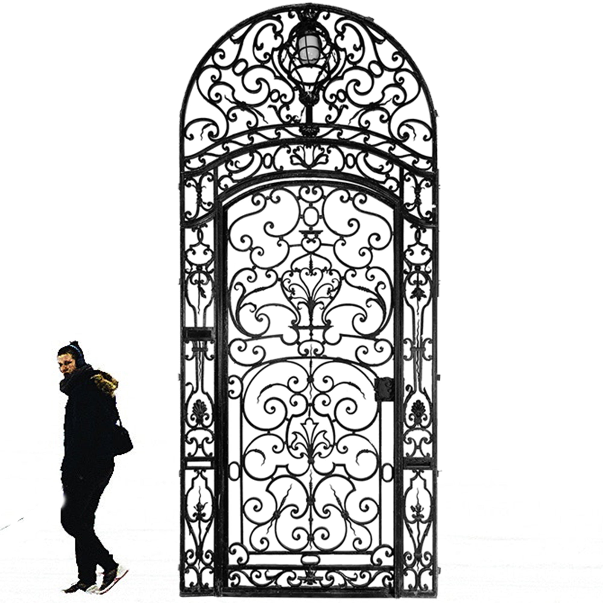 Large Ornate Mid 19th Century Wrought Iron Gate with Light | The Architectural Forum